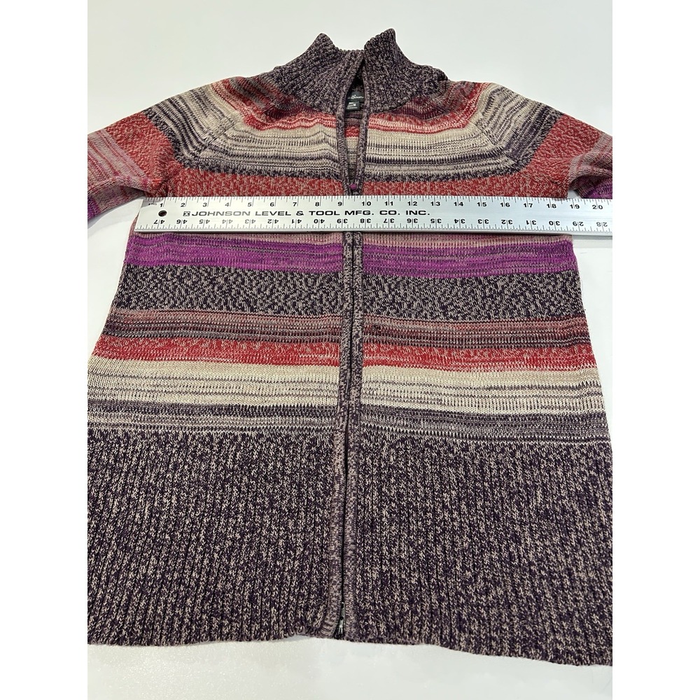 Eddie Bauer Vintage Zip-Front Pink and Purple Striped Cotton Cardigan Sweater M - Picture 6 of 10